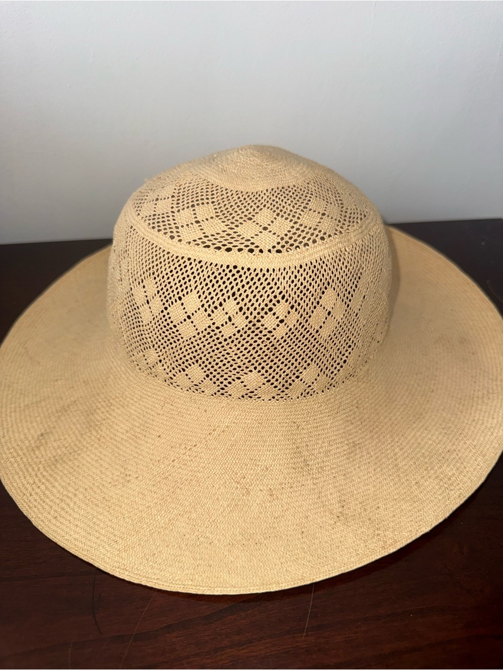 Breathable Wide Brim Straw Hat - Natural Beige